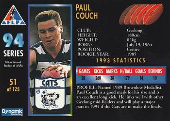 1994 Dynamic AFLPA #51 Paul Couch Back